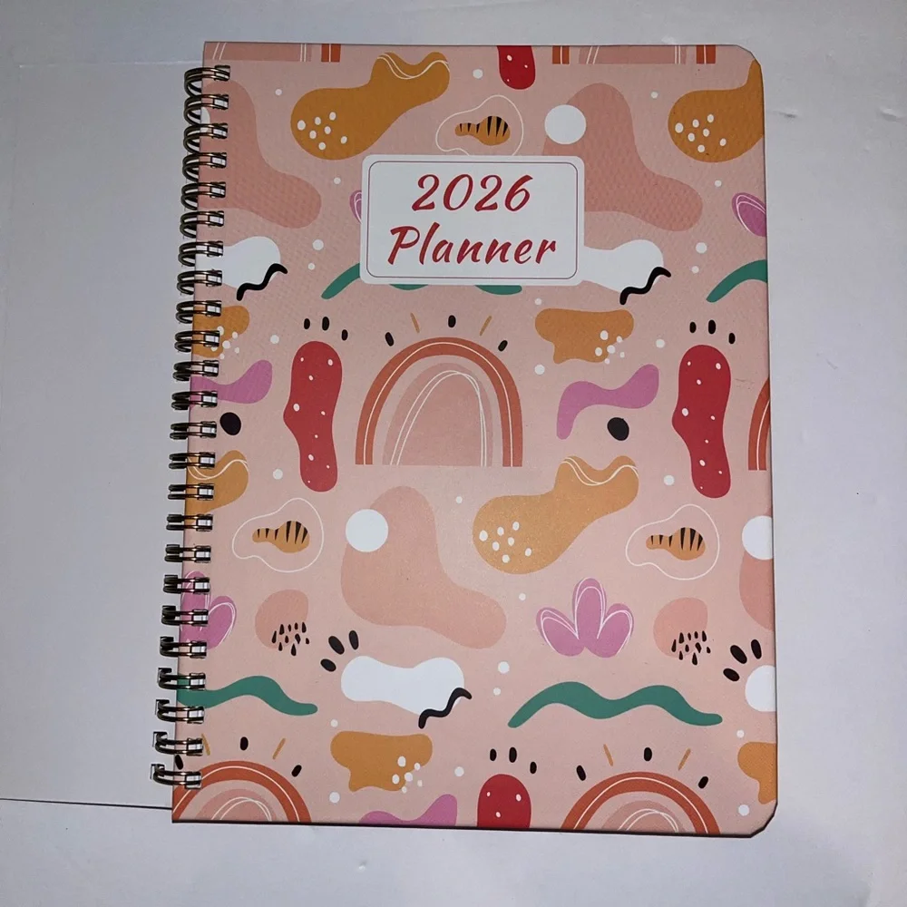 2026 Pink Abstract Home Office Planner with Stickers